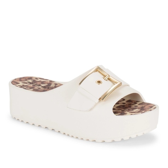 BareTraps Shoes - BARETRAPS Leopard Pacey White / Cream Lightweight Platform Slide on Size 8